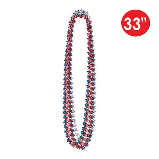 Beistle 33" Red, Silver & Blue Star Beads, 12ct.